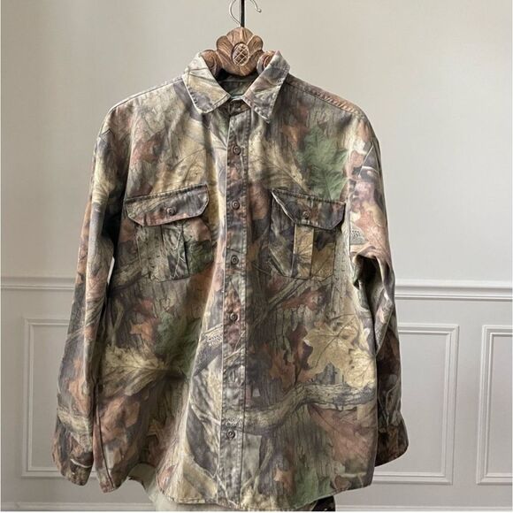 Cabela’s Advantage Timber Leaf Camouflage Long Sleeve Button Down Shirt L - Picture 2 of 10